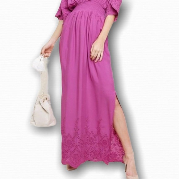 UMGEE Orchid Smocked Maxi Dress With Eyelet Detail M - Picture 4 of 10